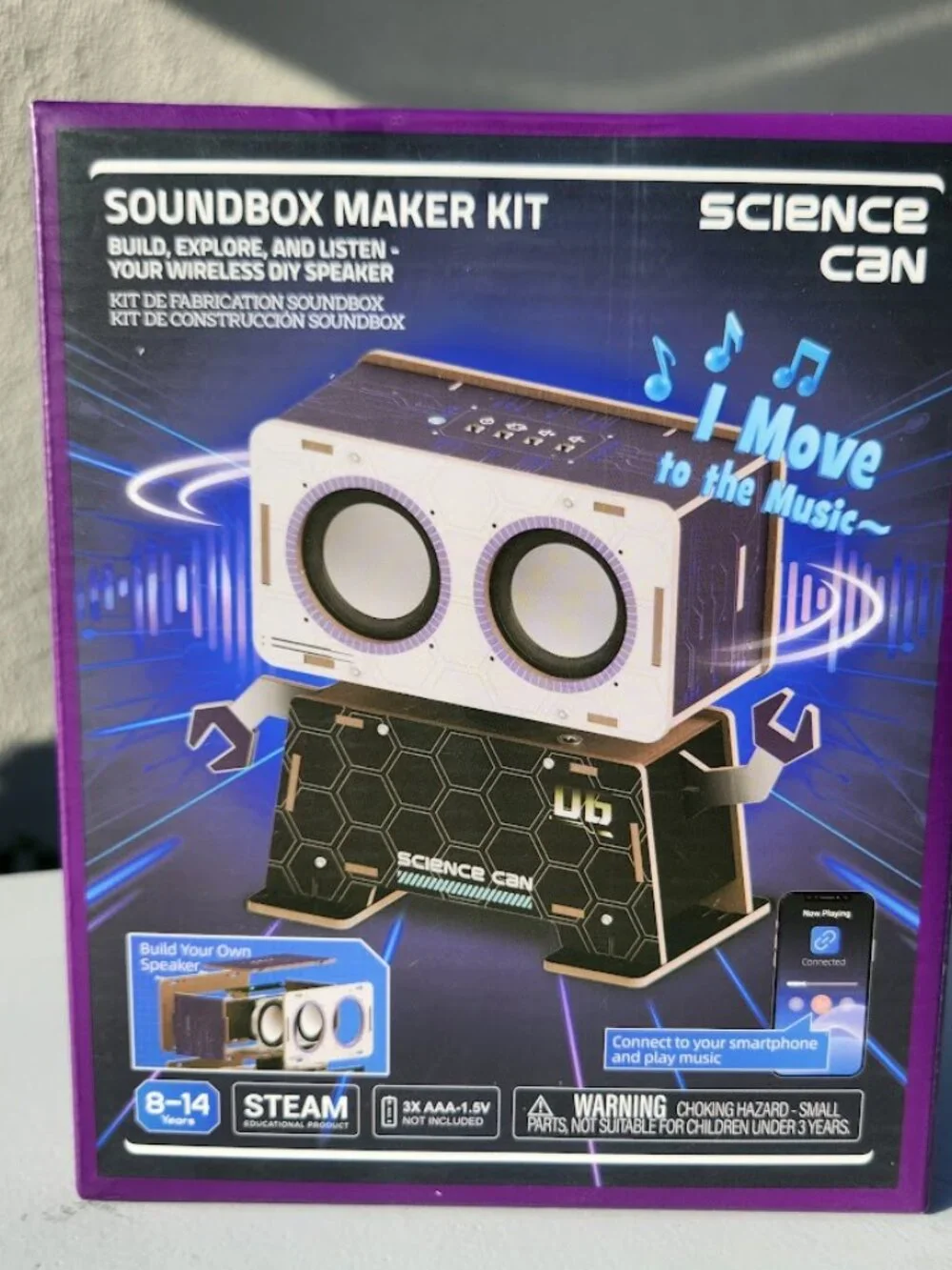 NEW Science STEM Toy DIY Bluetooth Speaker Kit Robot Electronic Set Wooden Puzzl